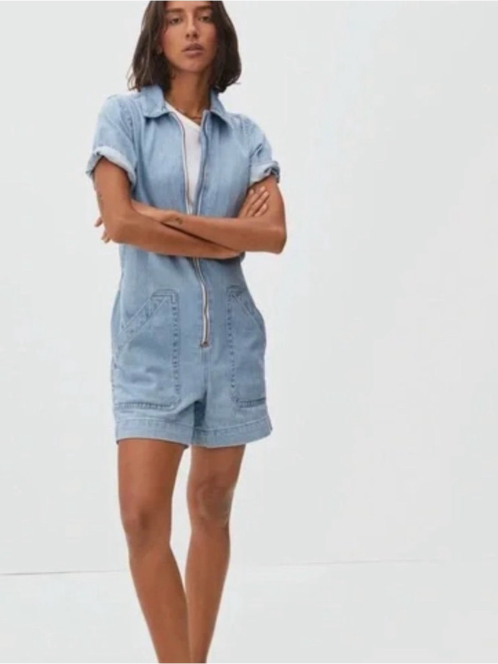 Everlane Light Blue short coveralls
